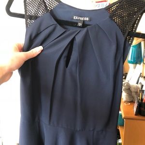 Navy blue Dress with mesh shoulders